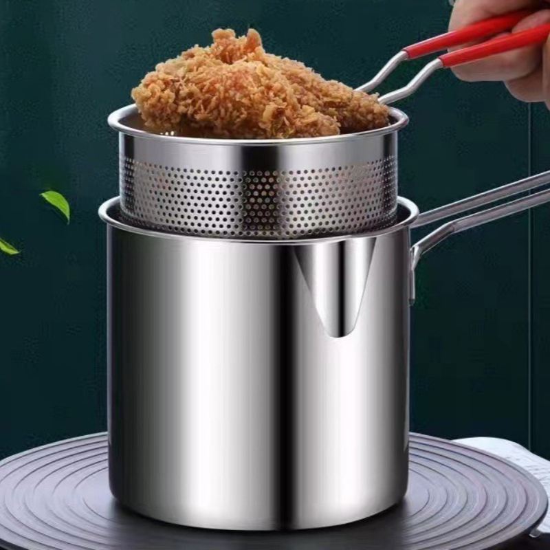 Kitchen Gadgets And Accessories - Fritteuse aus Edelstahl 304, mit Bratkorb,