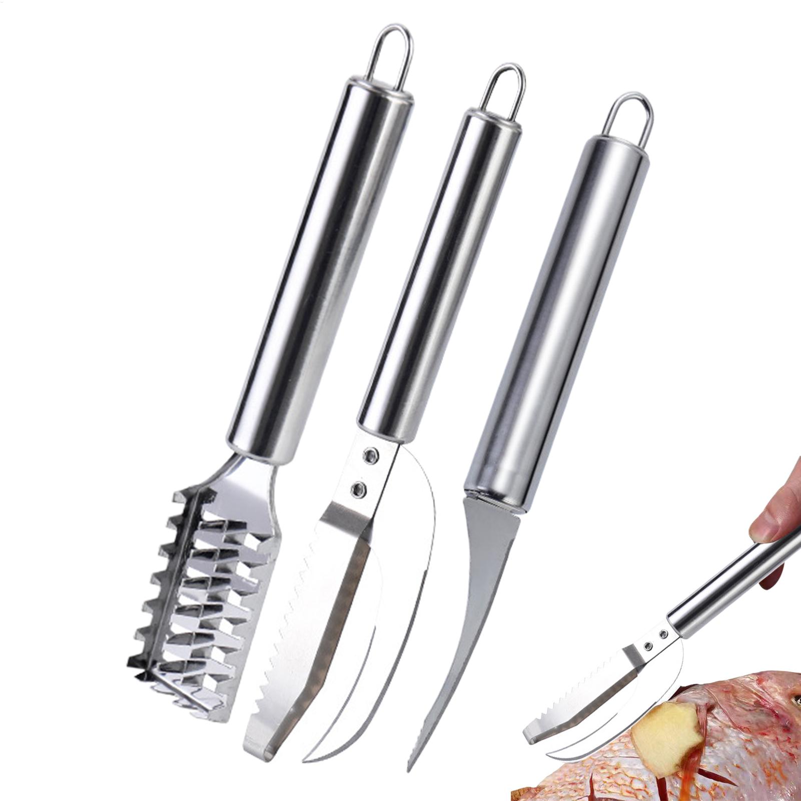 Kitchen Gadget Amazon - Fischschuppen-Entferner-Messer, Garnelen-Entschupper aus Edelstahl, Fischreinigungswerkzeug, Fischhautbürste,