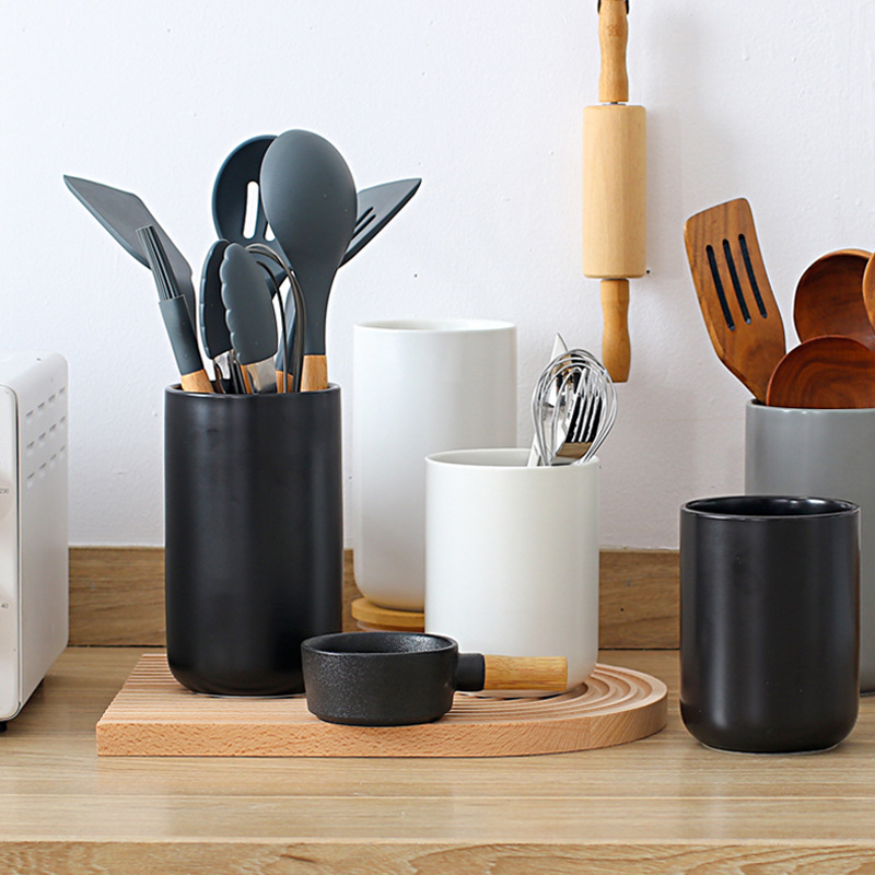 Kitchen Gadgets Under 100 - Keramik-Aufbewahrungskanister, nordischer Küchenutensilienhalter für Löffel, Spatel,