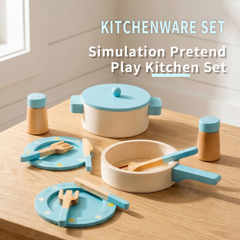 Kitchen Gadgets For Kids - Holzküchen-Spielset für Kinder, Spielzeug-Küche mit Töpfen,